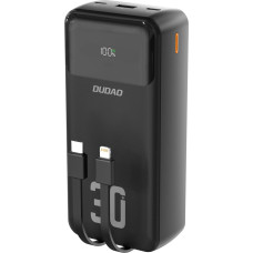 Dudao Powerbank 30000mAh ar iebūvētiem PD kabeļiem 22,5W - melns