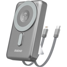Dudao K29 10000mAh PD 20W MagSafe Power Bank with Metal Case, Stand and Built-in USB-C| Lightning Cables - Gray