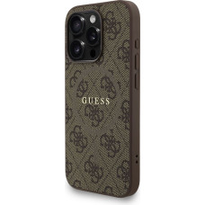 Guess PU Leather 4G Colored Ring Strap MagSafe Case for iPhone 15 Pro Brown