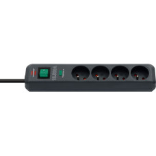Brennenstuhl Eco-Line pārsprieguma aizsarglente, 4 rozetes, 1,5 m, 13,500 A, melna