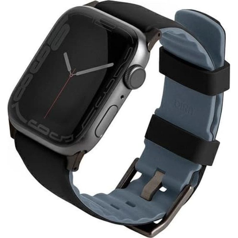 Uniq Linus Apple Watch Series 4|5|6|7|8|SE|SE2|Ultra strap 42|44|45mm. Airosoft Silicone black|midnight black