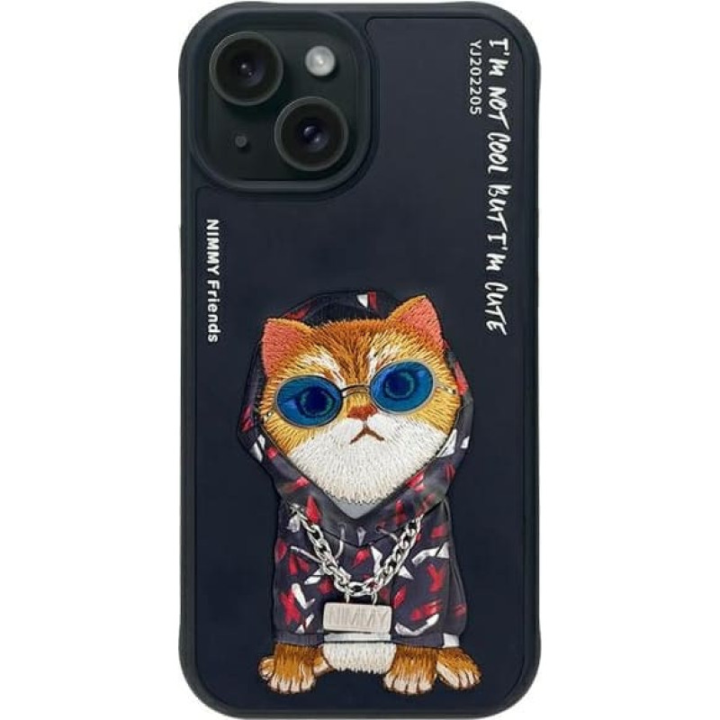 Nimmy case iPhone 15 6.1" black   Glasses Cool Cat