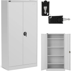 Frommstarck Metāla biroja skapis dokumentiem, 4 plaukti, ar veramām durvīm, augstums 180 cm, PELĒKS