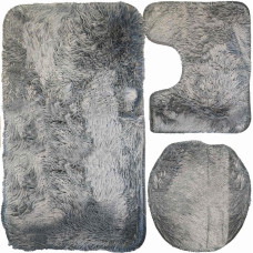 Retoo Neslīdošu vannas istabas paklājiņu komplekts, pelēks - 3 gab.