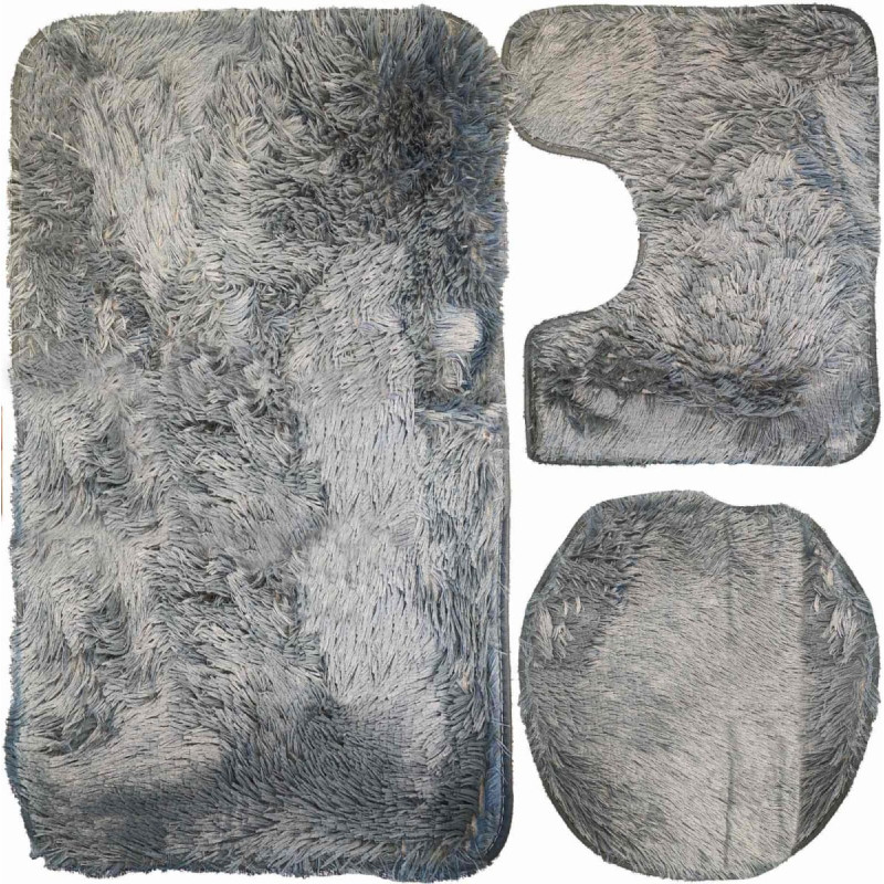 Retoo Neslīdošu vannas istabas paklājiņu komplekts, pelēks - 3 gab.