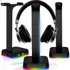 Retoo Spēļu galda statīvs austiņām USB centrmezglam ar RGB LED apgaismojumu