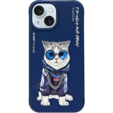 Nimmy etui iPhone 15 6.1" niebieski|blue  Glasses Cool Cat