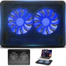 Retoo Klēpjdatora dzesēšanas paliktnis ar 2 LED ventilatoriem 12-15.4''