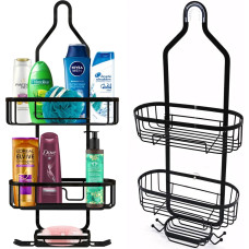 Retoo Dušas plaukts vannas istabas kosmētikai, piekarināms, 3 līmeņi - melns