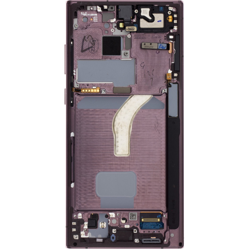 LCD display + Touch Unit + Front Cover + Front Camera Samsung S908B Galaxy S22 Ultra Burgundy (Service Pack)