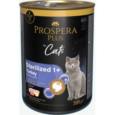 Prospera Plus Konservi kaķiem – Prospera Plus Cat Meat Paté Sterilized 1+, Turkey with Lamb, 395 g
