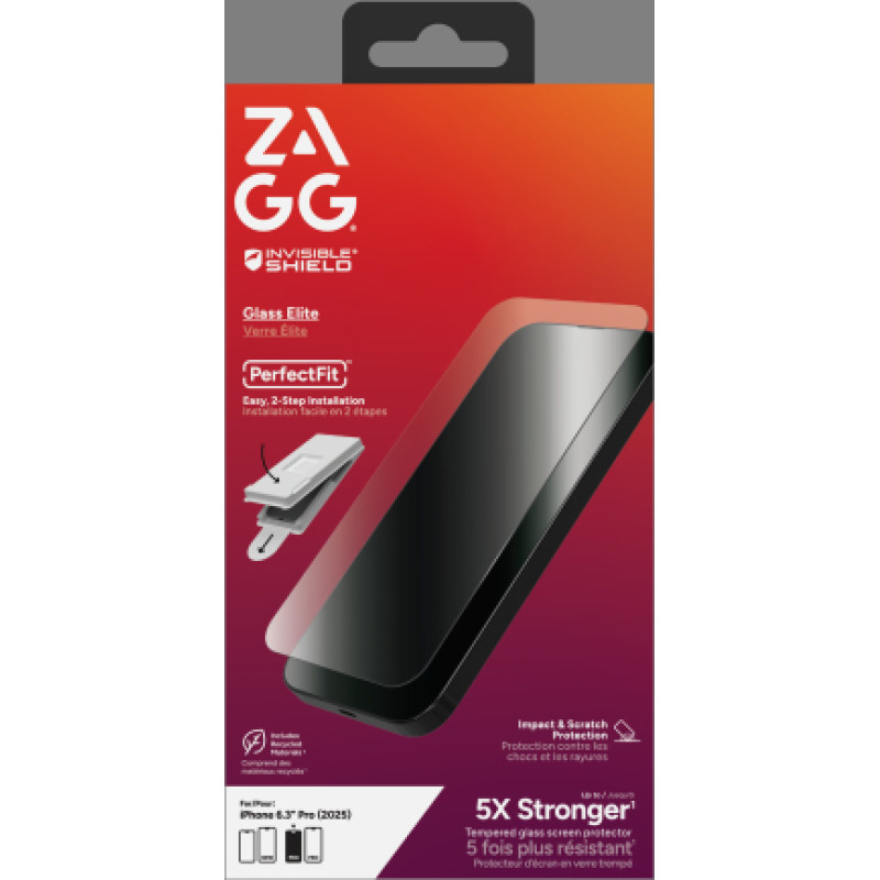 Zagg Invisibleshield Glass Elite Tempered Glass for iPhone 17 Pro