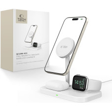 Tech-Protect 3-in-1 bezvadu lādētājs ar viedtālruņa statīvu Apple Watch AirPods MagSafe - balts