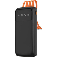 Dudao K6Pro 10000mAh Powerbank ar iebūvētu USB-C MicroUSB iPhone Lightning kabeli - melns