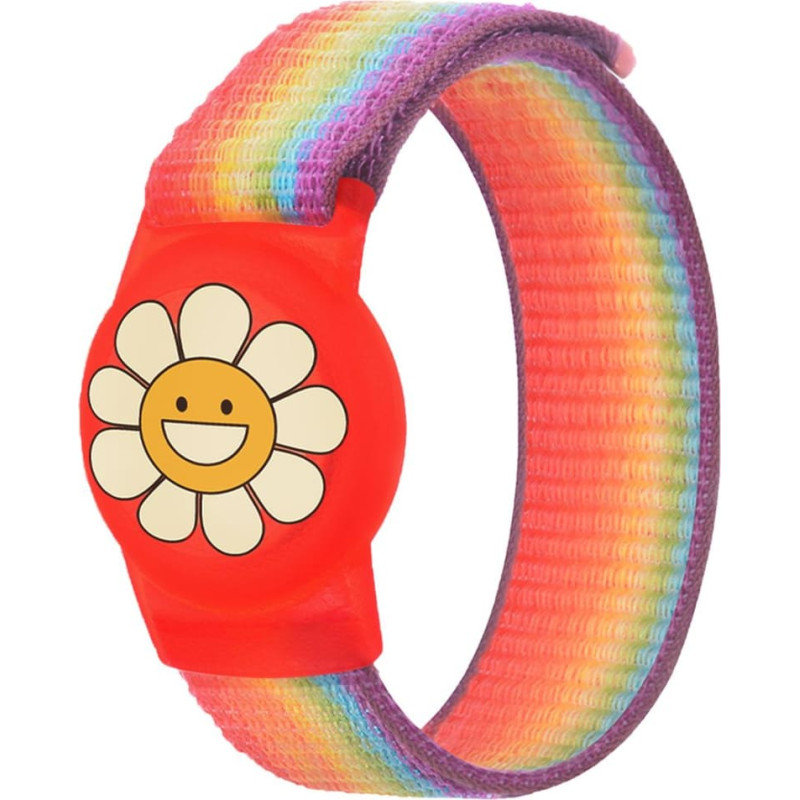 Hurtel Apple AirTag maciņ&scaron; ar neilona siksniņu bērniem - varavīksnes zieds