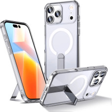 Hurtel Samsung Galaxy S25 FE aizsargvāciņ&scaron; ar Hybrid Armor X MagSafe statīvu - caurspīdīgs