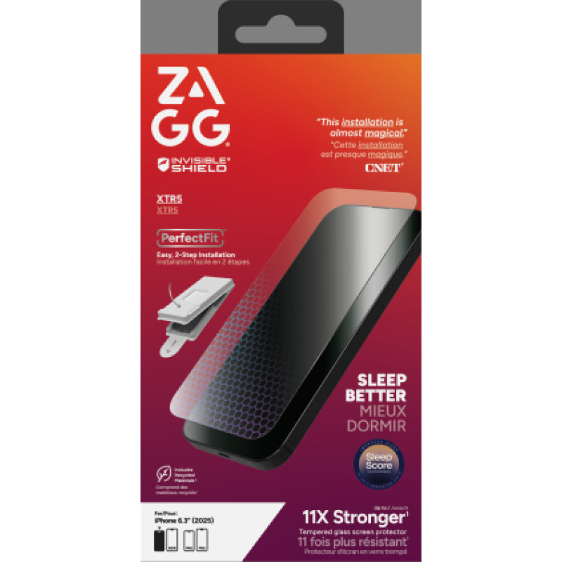 Zagg Invisibleshield Glass XTR5 screen protector with graphene and blue light filter for iPhone 17