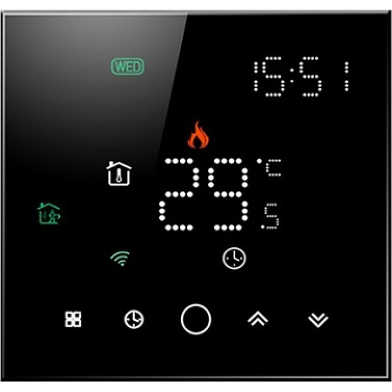 Hismart TUYA programmējams termostats ar WiFi, melns