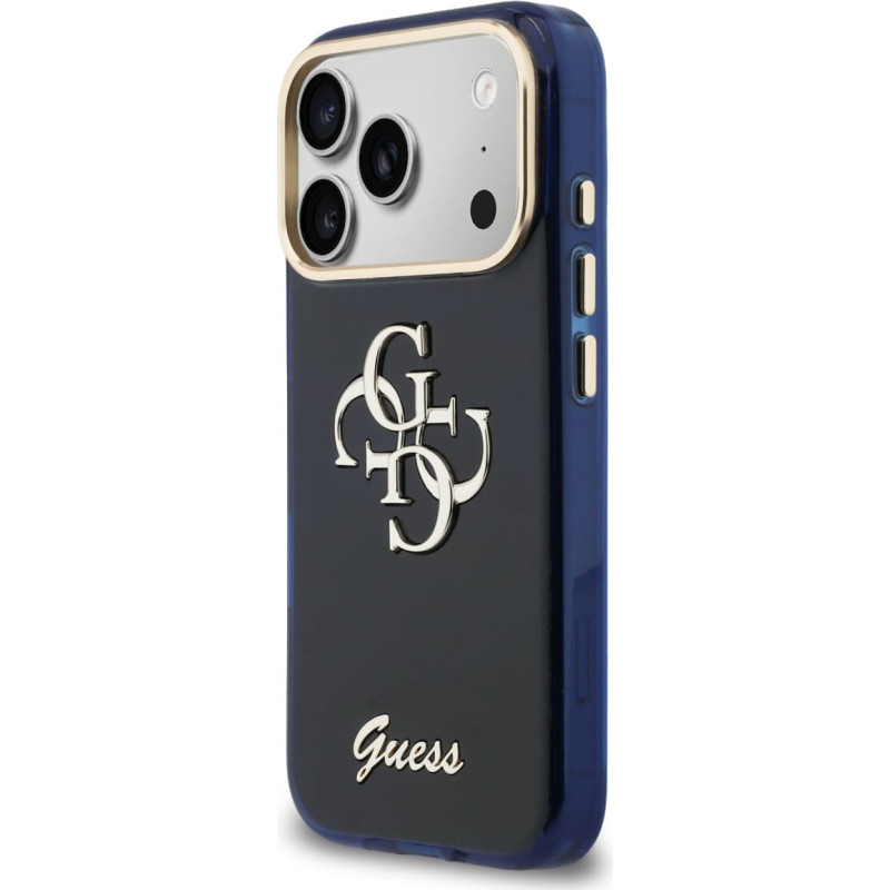 Guess IML 4G Script Metal Logo Case for iPhone 17 Pro Blue
