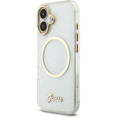 Guess IML Glitter Script Strap MagSafe Case for iPhone 17 Transparent