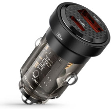 Tech-Protect USB-C USB-A CC30W QC 30W automa&scaron;īnas lādētājs - melns