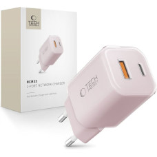 Tech-Protect USB-A USB-C PD 33W QC sienas lādētājs - rozā
