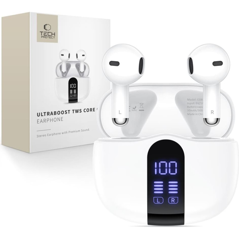 Tech-Protect UltraBoost TWS Core G2 bezvadu austiņas - baltas