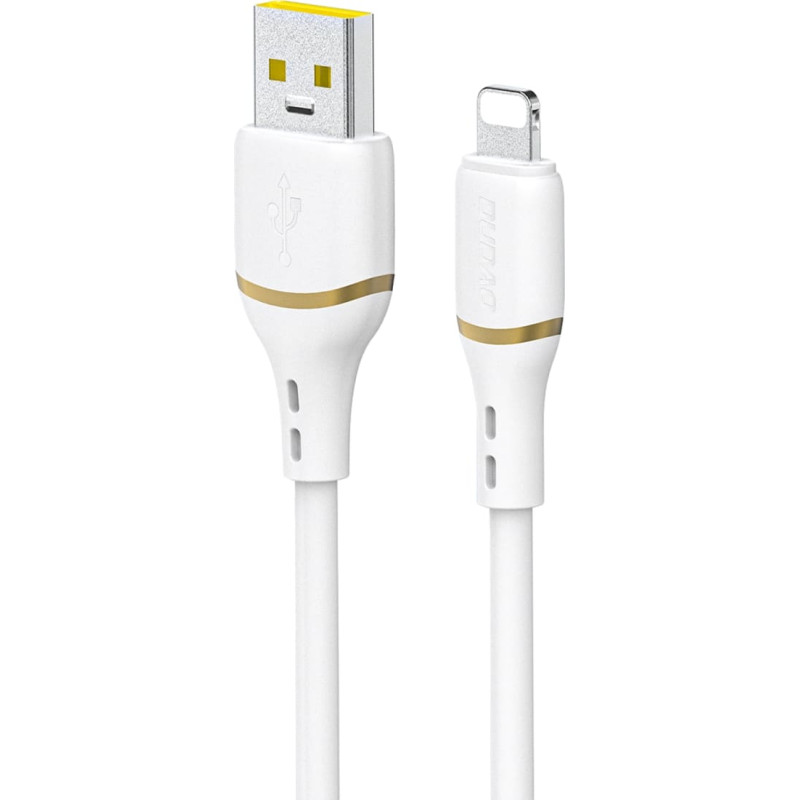 Dudao USB-A - iPhone Lightning kabelis ar silikona pinumu 30W 1m - balts