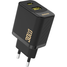 Dudao USB-A USB-C GaN PD 30W sienas lādētājs - melns