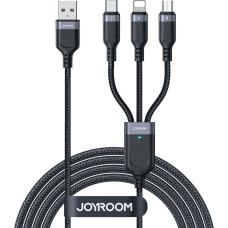 Joyroom 3-in-1 USB-A - Lightning USB-C MicroUSB kabelis 1.2m - melns