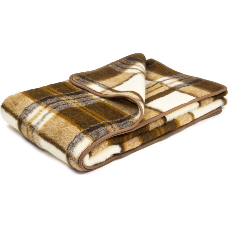 Merino vilnas sega 160x200 rūtaina – brūna un krēmkrāsas rūtaina