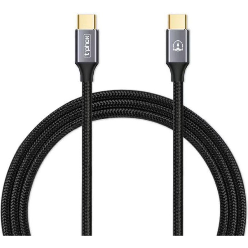 T-Phox CABLE FENCING USB-C|USB-C 20V|5A (100W)|USB3,1|10Gbps|4K|1M BLACK