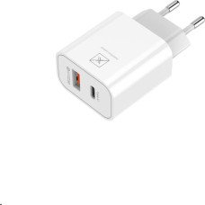 Maxximus WALL CHARGER MX ALFA 20W PD+QC, USB-A+C + C|C CABLE 20W PD, WHITE