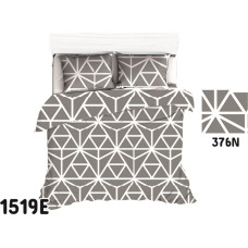 Kokvilnas gultas veļa 140x200 1519E pelēka balta ģeometriska 376N