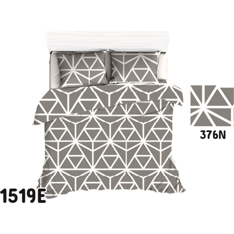 Kokvilnas gultas veļa 140x200 1519E pelēka balta ģeometriska 376N