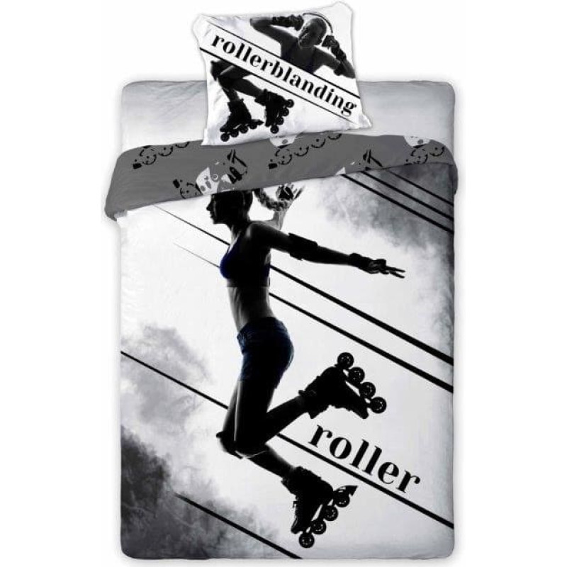 Kokvilnas gultas veļa 140x200 Sportivo 002 ruļļi Rollerblanding ar vienu spilvendrānu 70x90