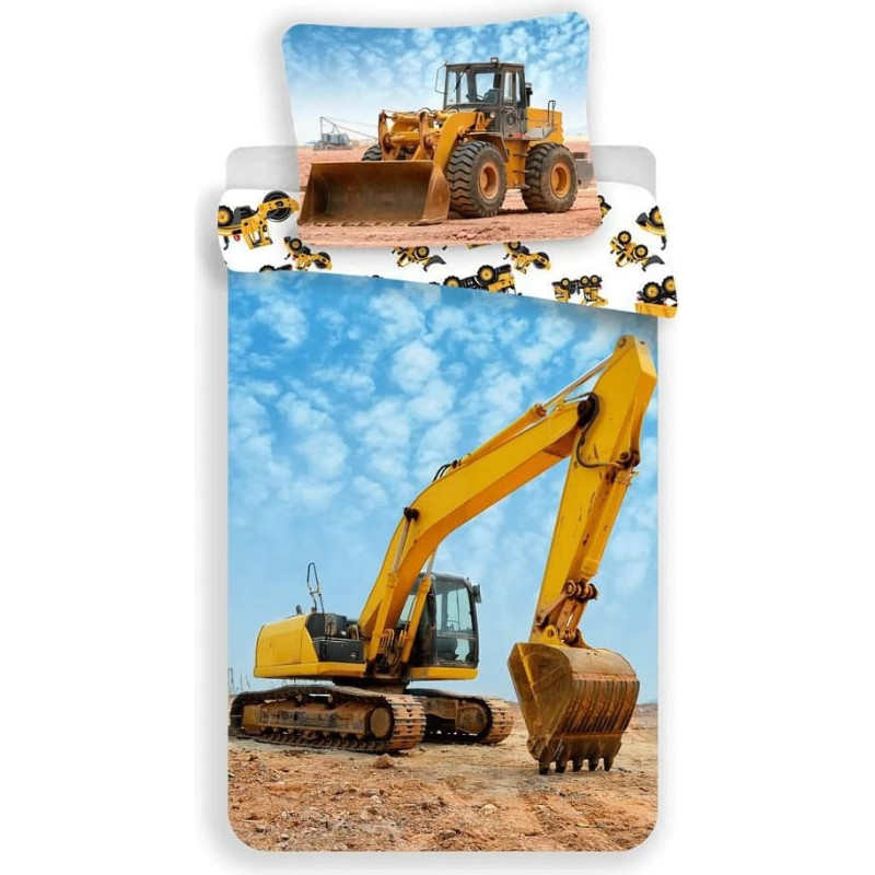 Kokvilnas gultas veļa 140x200 Ekskavatora celtniecības ekskavators 4683 spilvendrāna 70x90