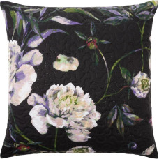 Dekoratīvā spilvendrāna 45x45 Peonijas peonijas zied melnas