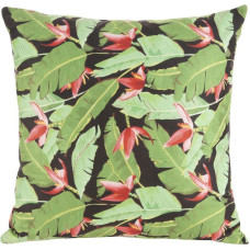 Dekoratīvā spilvendrāna 45x45 Mink 22 zaļi rozā lapas ziedi velūrs