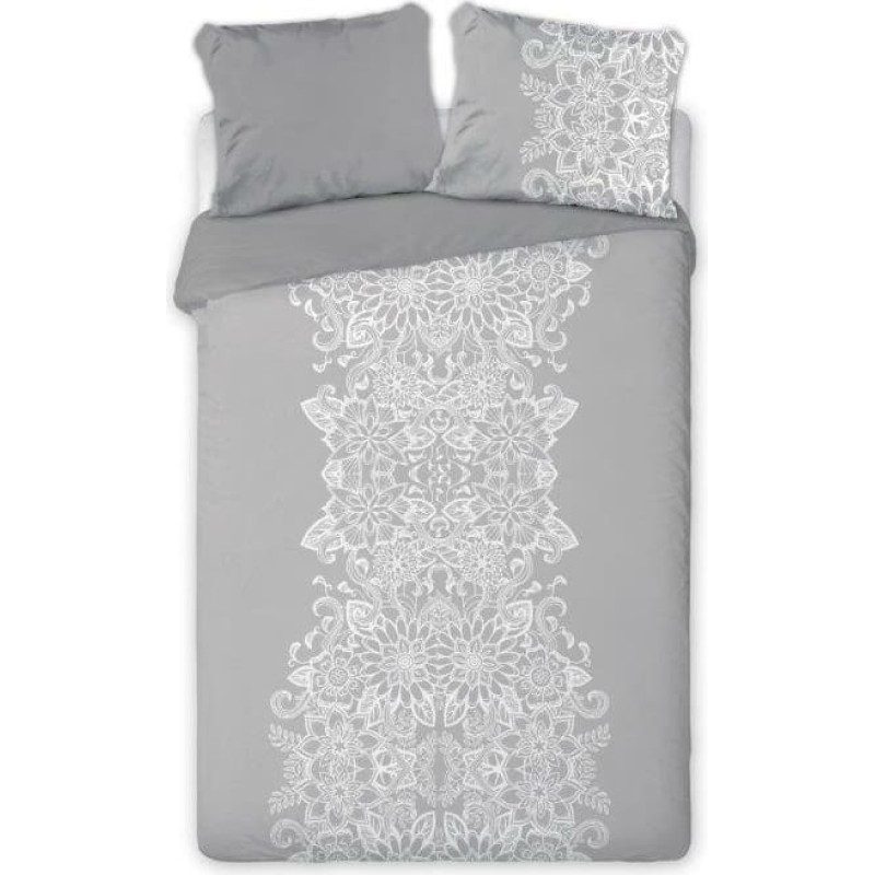 Satīna gultas veļa 220x200 Elegant 004 Glamour pelēki balti austrumu ornamenti abpusēji