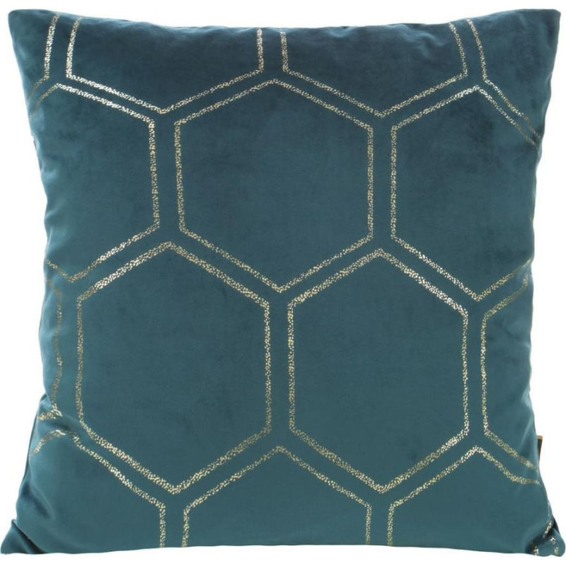 Dekoratīvā spilvendrāna 45x45 Blink 12J tirkīza tumšā zelta velūra šūnveida