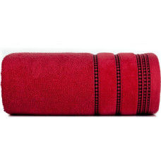 Dvielis 70x140 Amanda sarkans ar dekoratīvu velūra apmalīti frotē svītrās 500g/m2