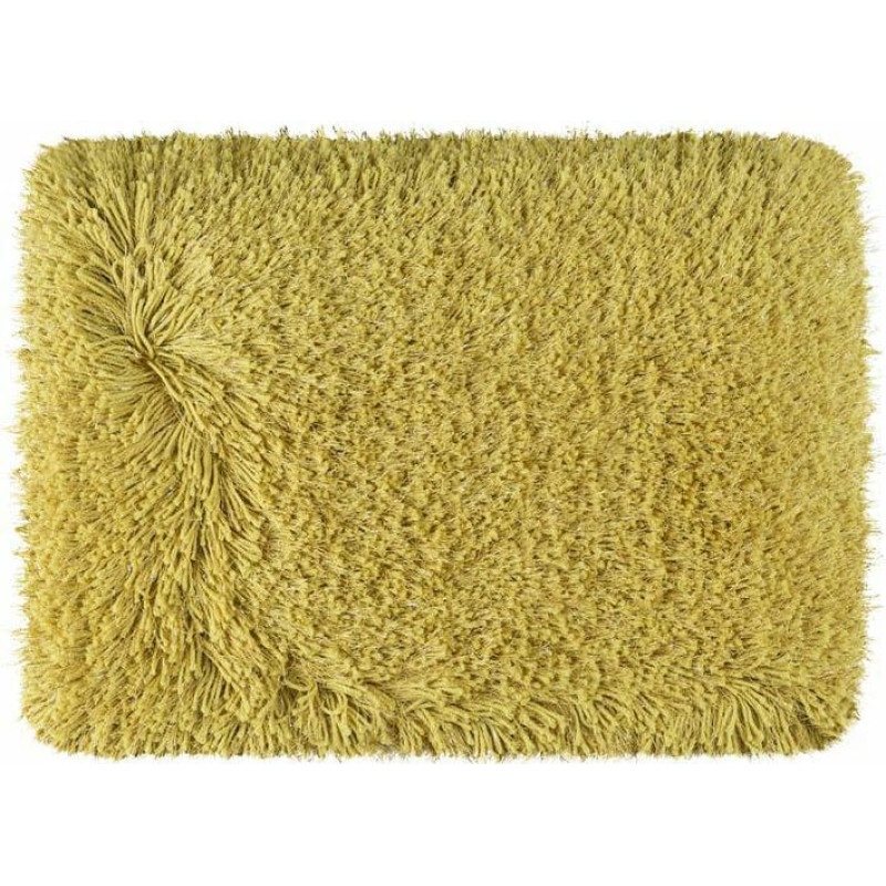 Paklājs 60x90 Celia sinepju pinkains ar gariem matiem un sudraba pavedienu