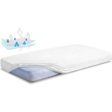 Ūdensizturīgs pieguļošs palags 60x120 01 balts frotē ar elastīgu joslu bērnu gultas apakšklājam
