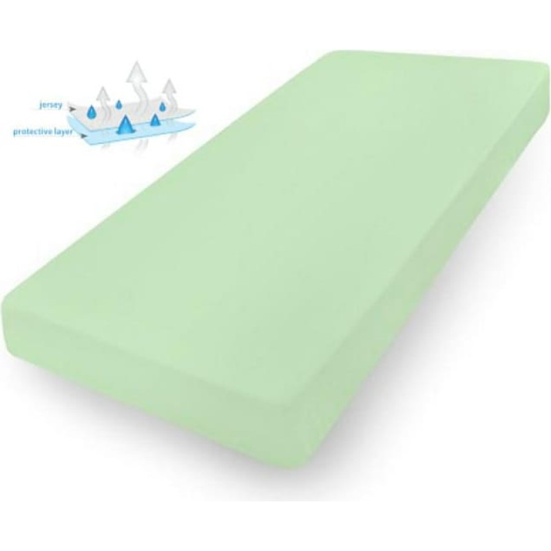 Ūdensizturīgs pieguļošs palags 160x200 52 zaļš džersijs ar elastīgu pamatni