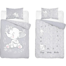 Kokvilnas gultas veļa 90x120 pelēks zilonis 3954 B Mayamoo 105