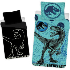 Tumsā mirdzoša gultas veļa 140x200 Dinosaur Jurassic World kokvilnas spilvendrāna 70x90