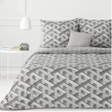 Kokvilnas gultas veļa 160x200 Sara 28 Grey ģeometrija