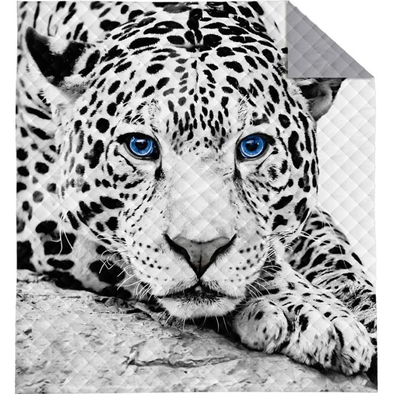 Dekoratīvais gultas pārklājs 220x240 Tiger balts melns pelēks K_66 112 gultas pārklājs