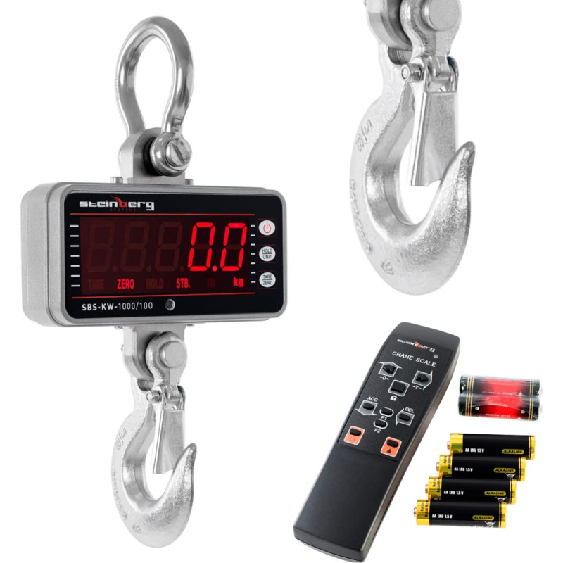 Steinberg Systems Piekaramie āķa svari ar tālvadības pulti līdz 1000kg / 0,5kg LED
